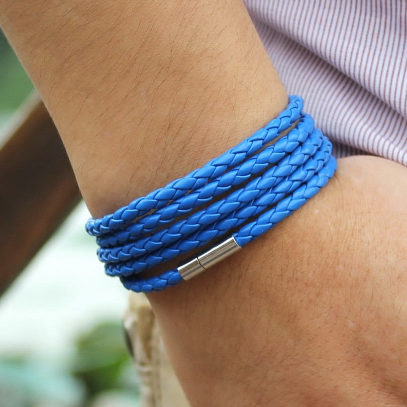 Bold and Braided: Multi-Layer Leather Bracelet