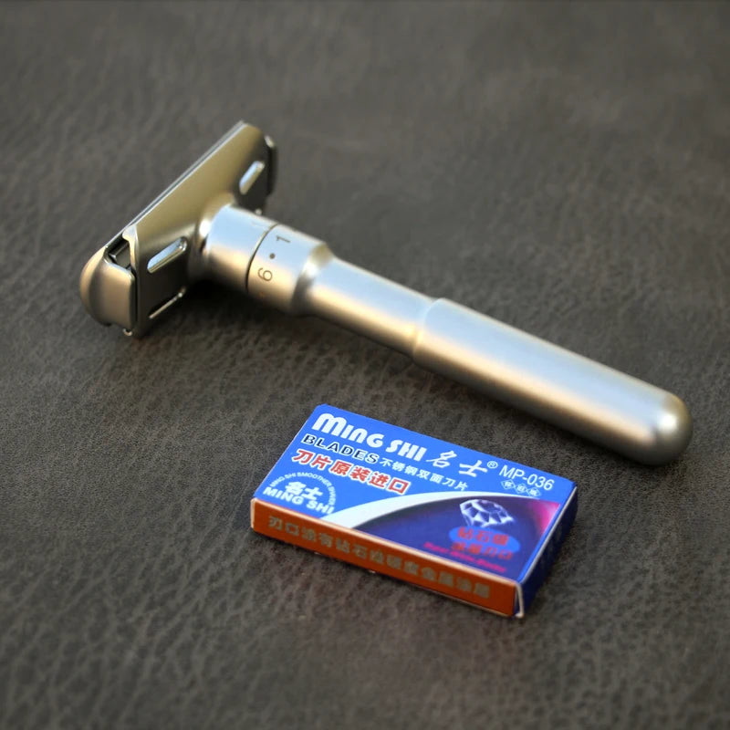 Adjustable Safety Razor for Men - Classic Double Edge Razor with 5 Blades