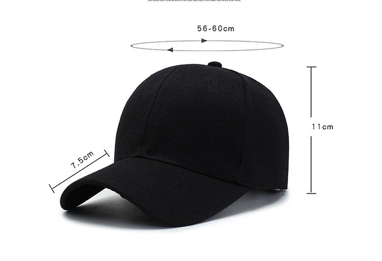 Solid-Color Baseball Cap - Adjustable Strap