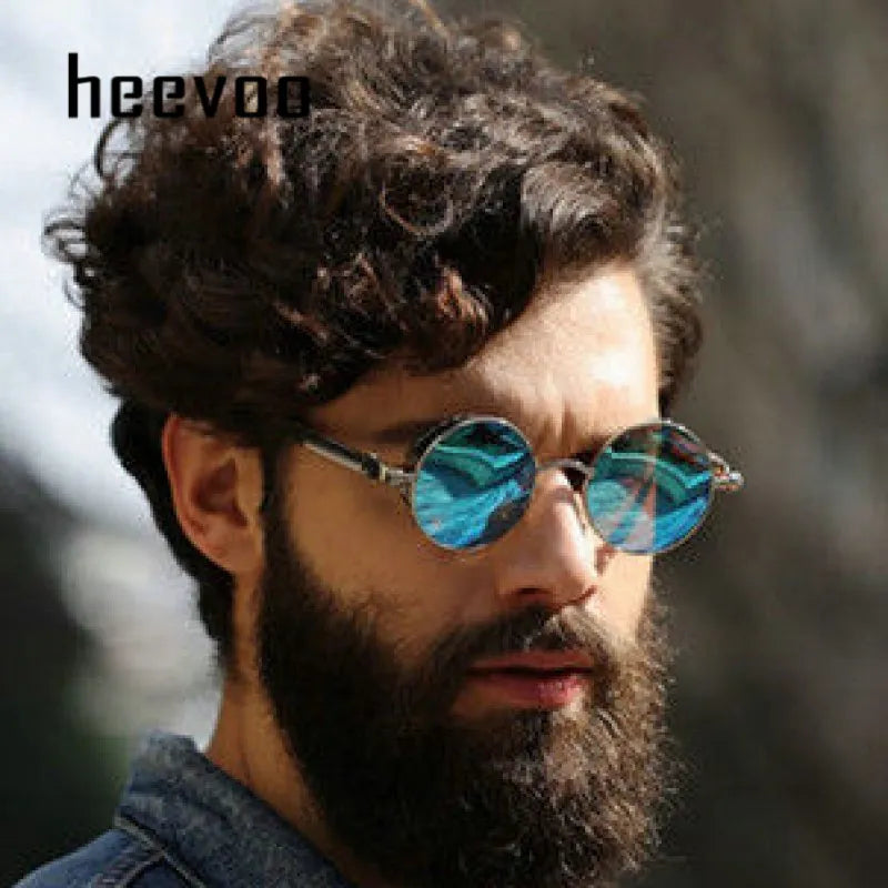 Heevoo's Metal Steampunk Sunglasses - Vintage Round Glasses