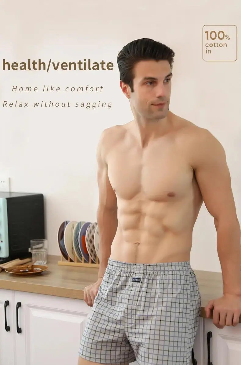 Comfortable and Stylish: Plaid Cotton Boxer Shorts for Men