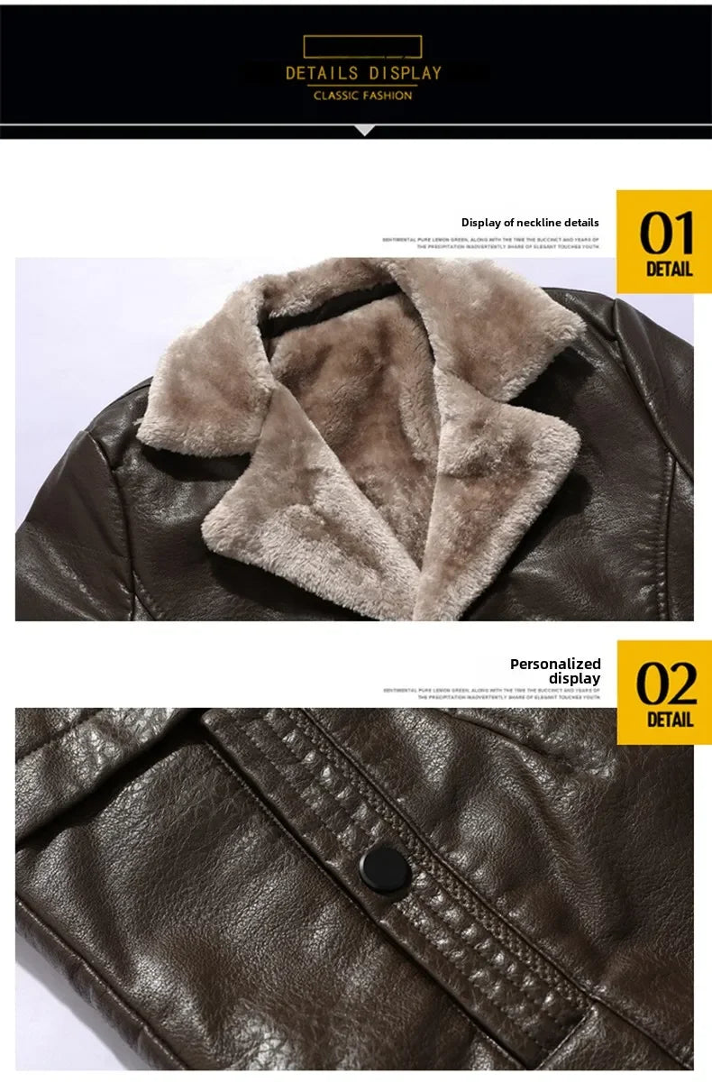 Rugged Style, Ultimate Warmth: Men's Faux Leather Winter Coat