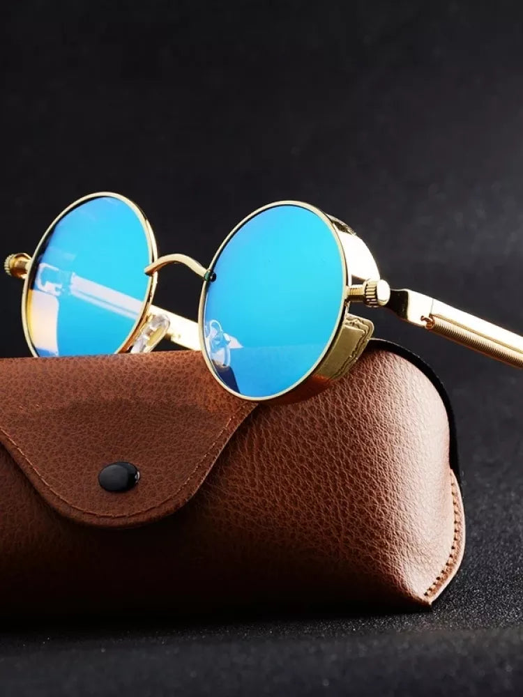 Heevoo's Metal Steampunk Sunglasses - Vintage Round Glasses