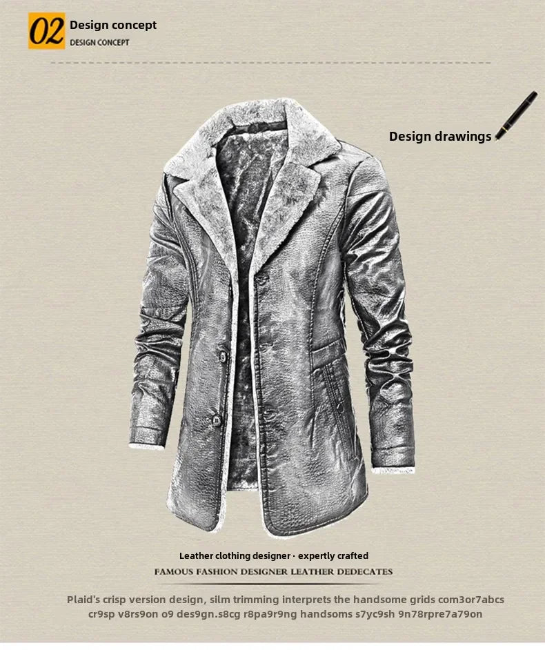Rugged Style, Ultimate Warmth: Men's Faux Leather Winter Coat
