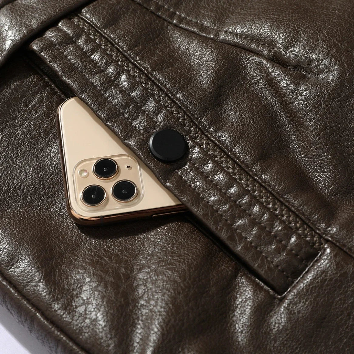 Rugged Style, Ultimate Warmth: Men's Faux Leather Winter Coat