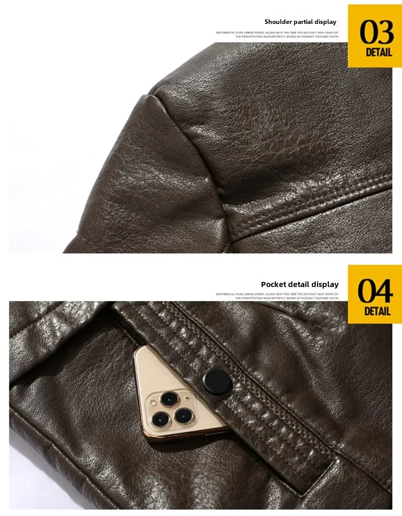 Rugged Style, Ultimate Warmth: Men's Faux Leather Winter Coat