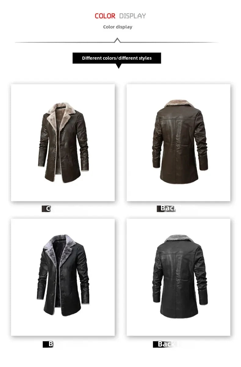 Rugged Style, Ultimate Warmth: Men's Faux Leather Winter Coat