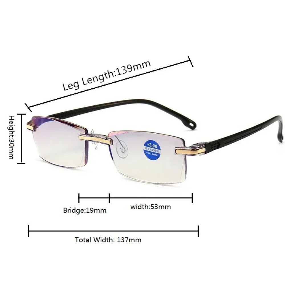 Frameless Reading Glasses - Anti Blue Light Computer Eyeglasses