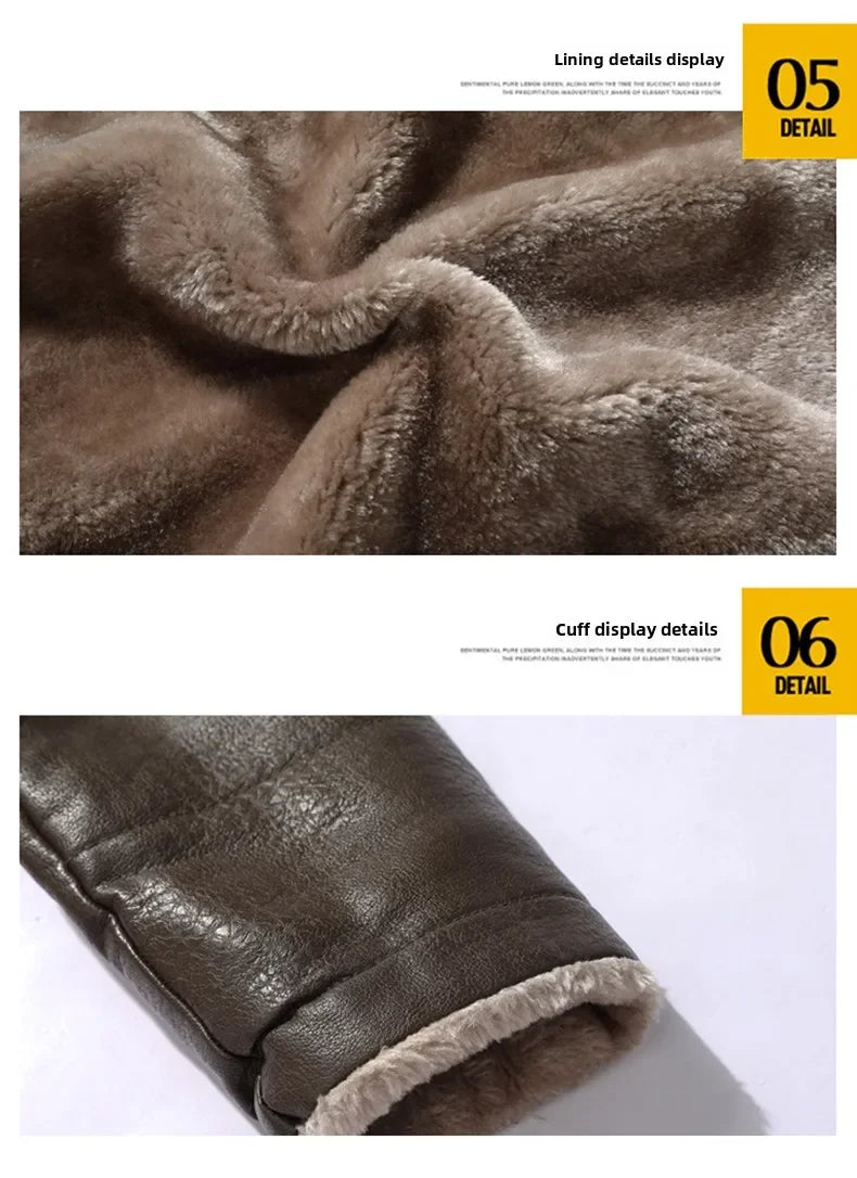 Rugged Style, Ultimate Warmth: Men's Faux Leather Winter Coat
