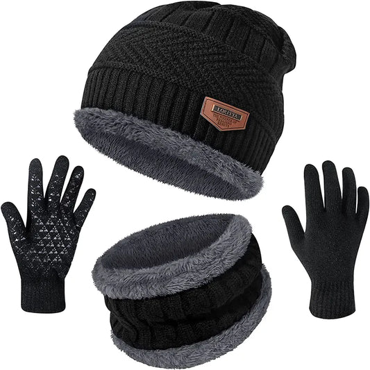 Cozy Comfort Winter Set: Knitted Beanie Hat and Wool Neck Scarf