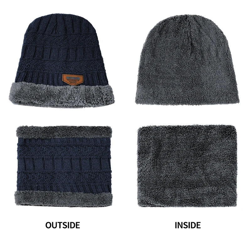 Cozy Comfort Winter Set: Knitted Beanie Hat and Wool Neck Scarf