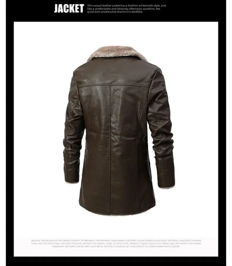 Rugged Style, Ultimate Warmth: Men's Faux Leather Winter Coat