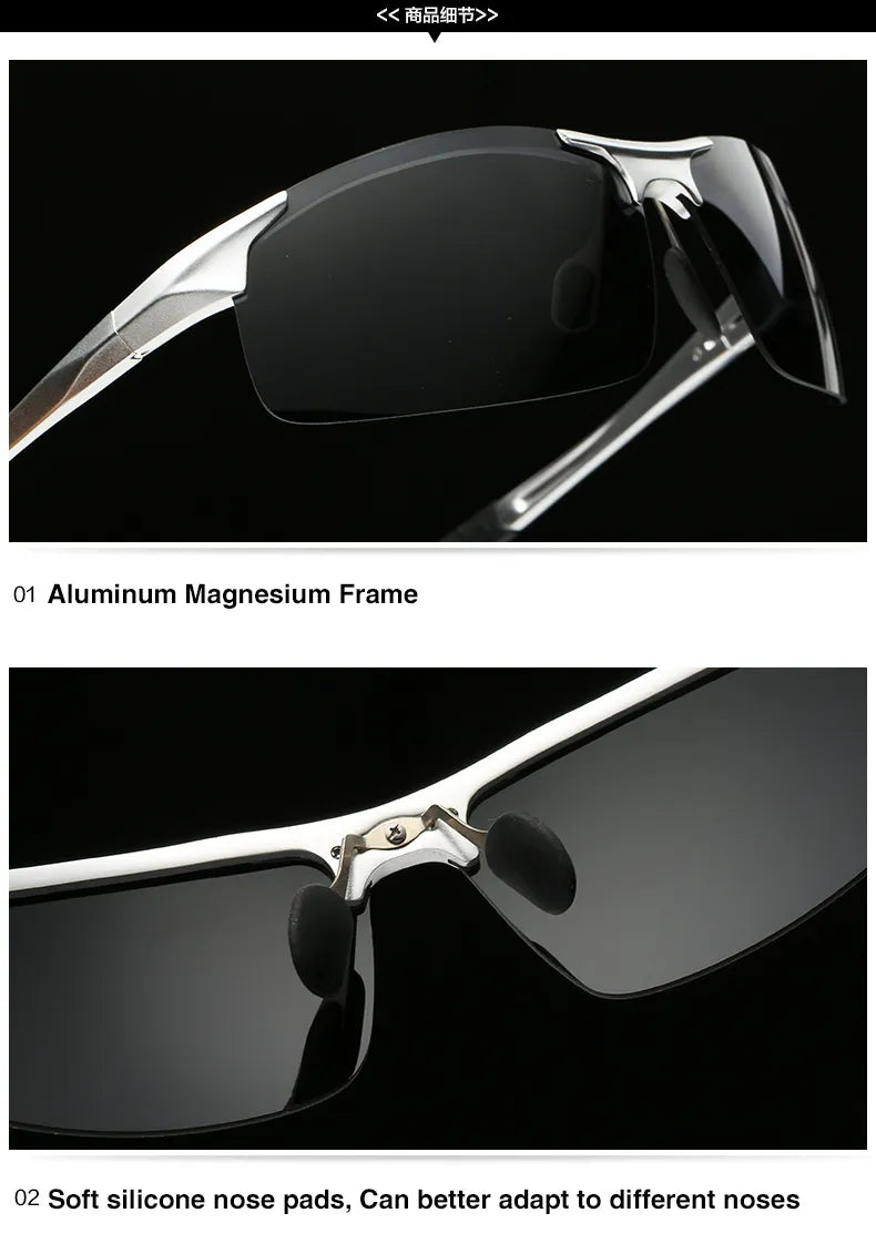 AORON Polarized Sunglasses - Aluminum Magnesium Frame, UV400 Anti-Glare