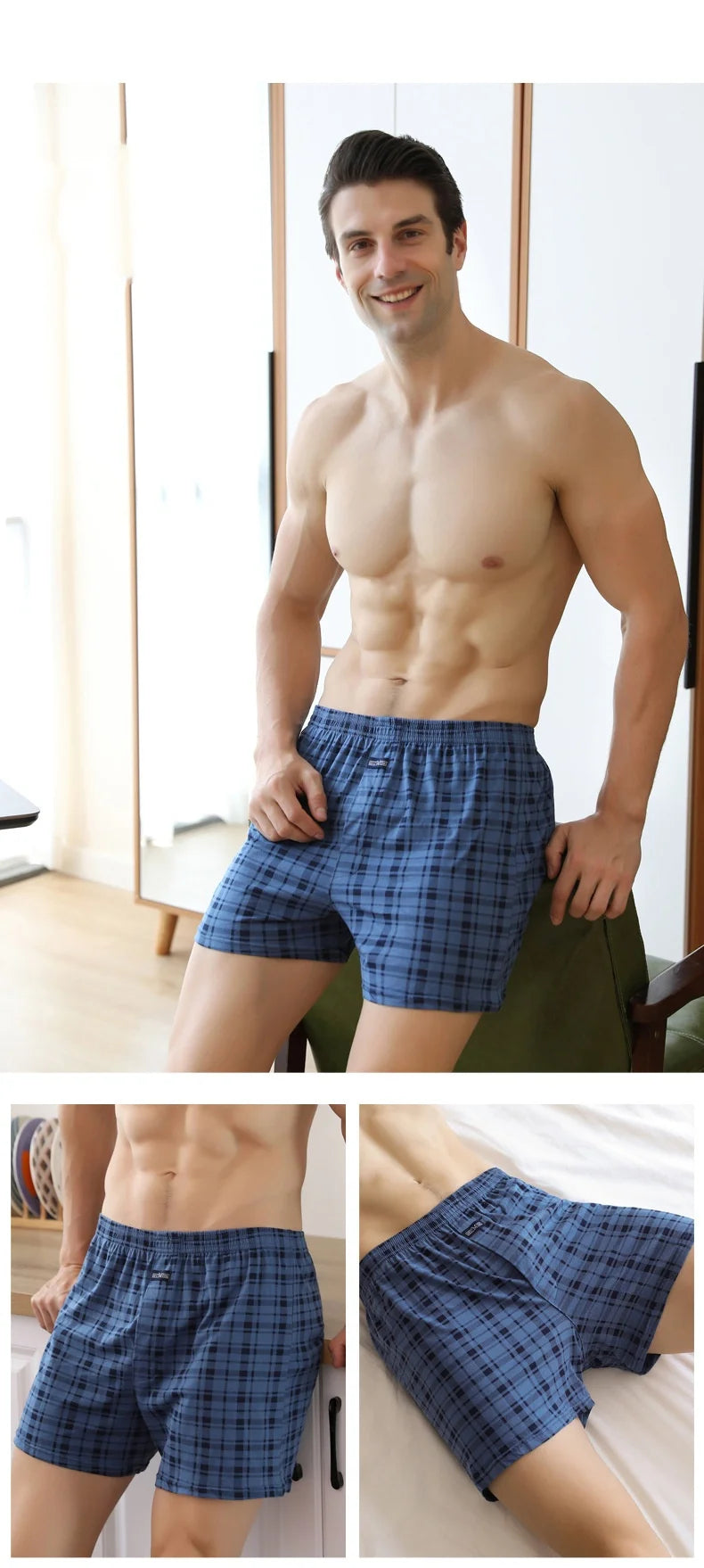 Comfortable and Stylish: Plaid Cotton Boxer Shorts for Men
