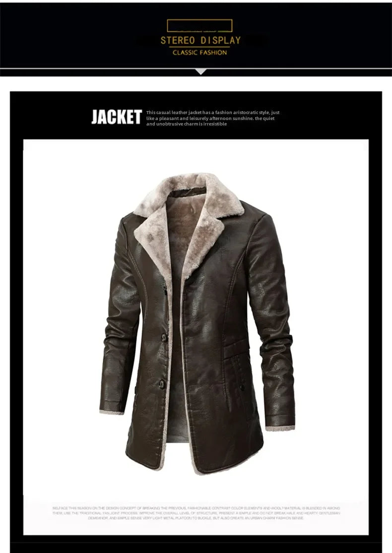 Rugged Style, Ultimate Warmth: Men's Faux Leather Winter Coat