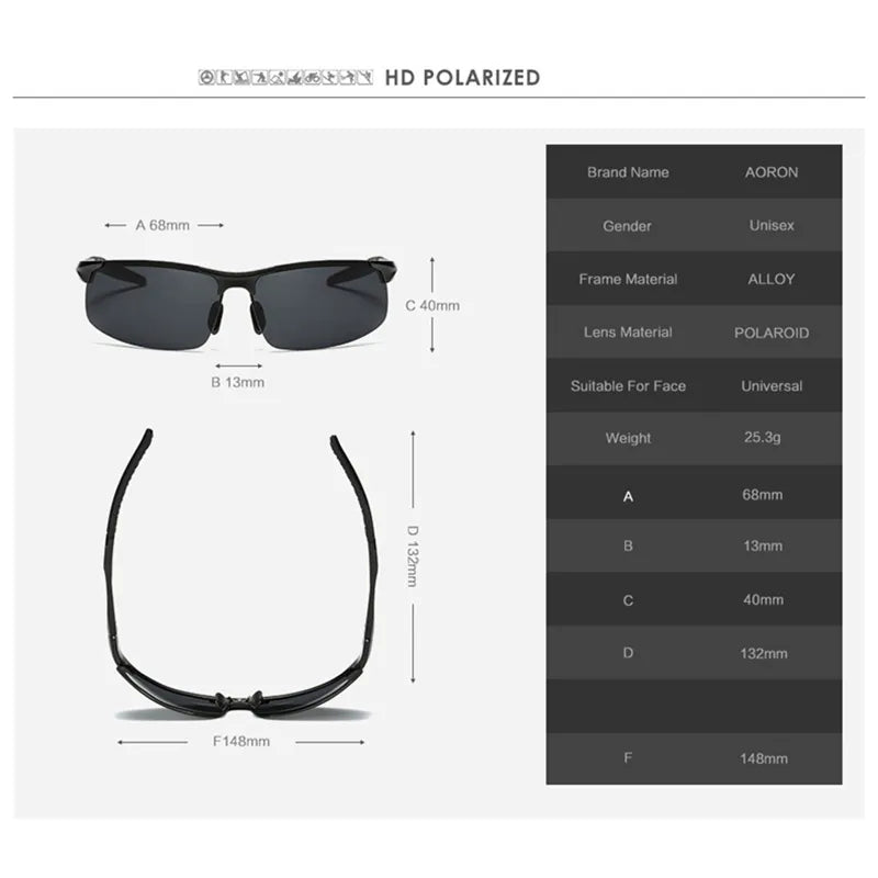 AORON Polarized Sunglasses - Aluminum Magnesium Frame, UV400 Anti-Glare
