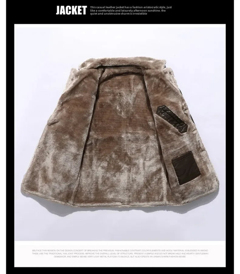 Rugged Style, Ultimate Warmth: Men's Faux Leather Winter Coat