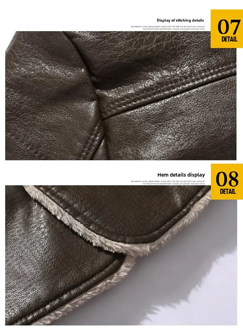 Rugged Style, Ultimate Warmth: Men's Faux Leather Winter Coat