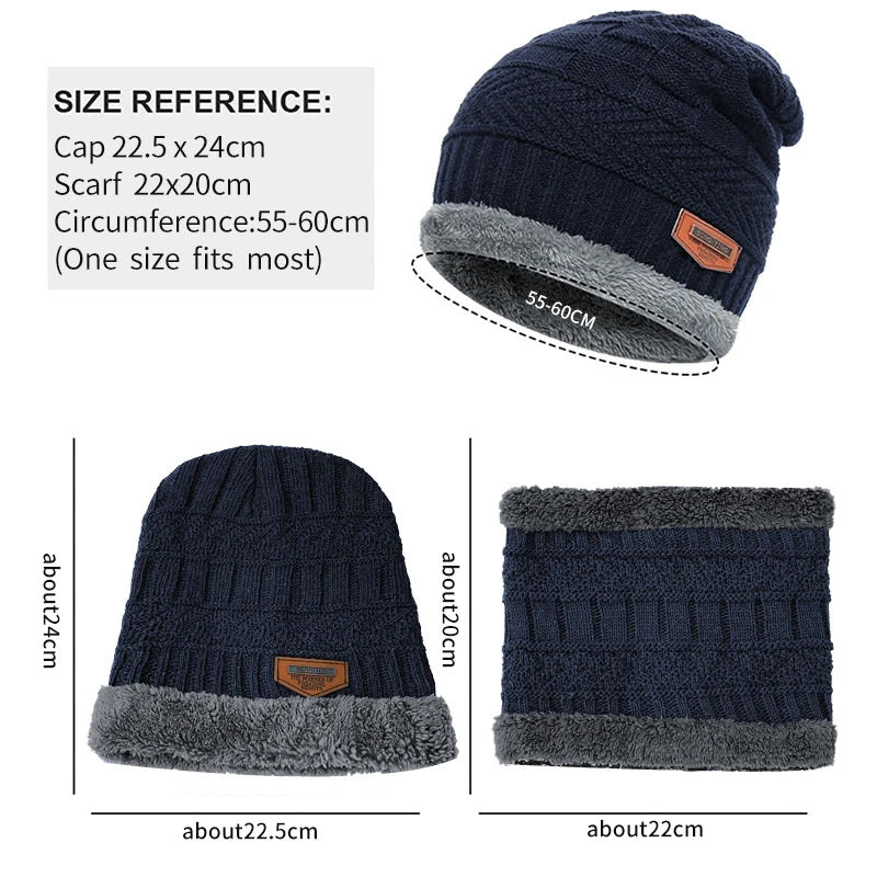Cozy Comfort Winter Set: Knitted Beanie Hat and Wool Neck Scarf