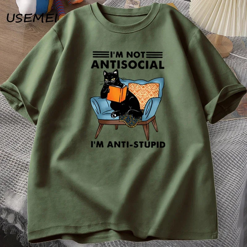 I'm Not Antisocial, I'm Anti-Stupid: The Purrfect T-Shirt
