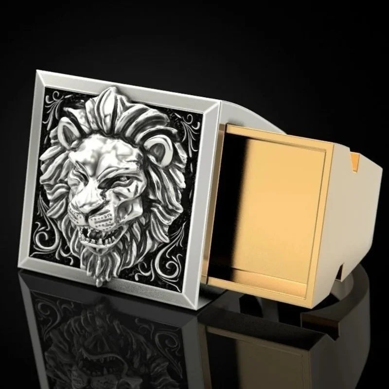 Roar with Style: The Lion Head Secret Ring