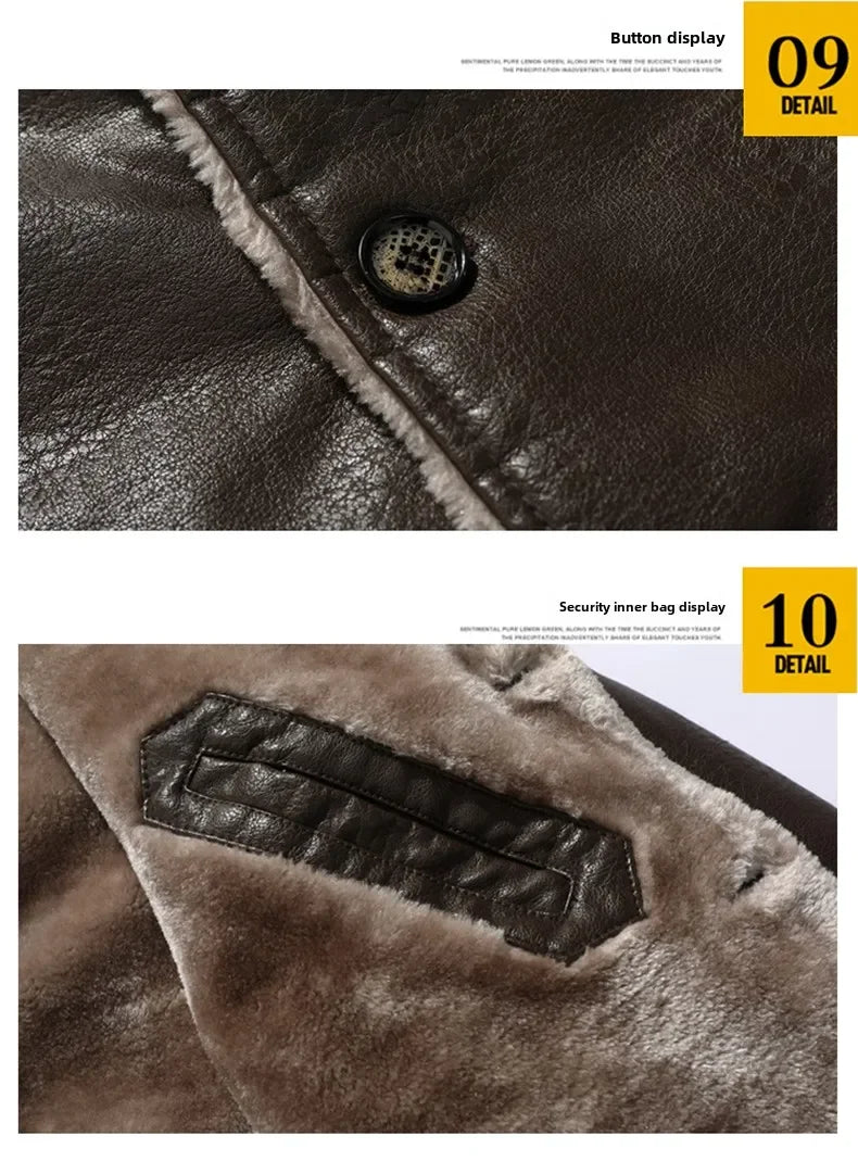 Rugged Style, Ultimate Warmth: Men's Faux Leather Winter Coat