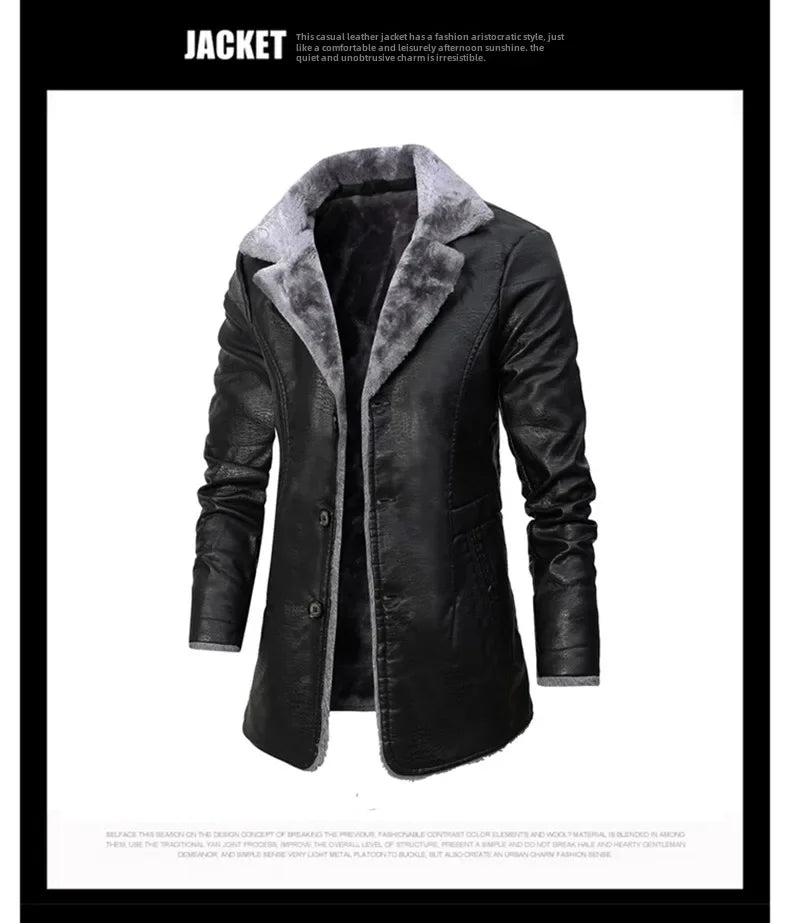 Rugged Style, Ultimate Warmth: Men's Faux Leather Winter Coat