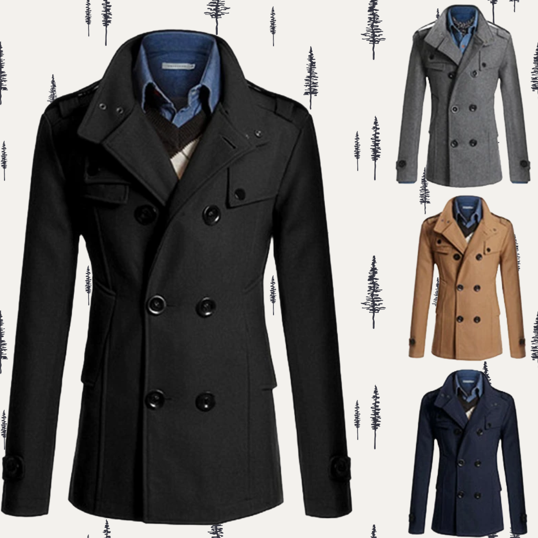 Classic Double-Breasted Wool Coat for Men